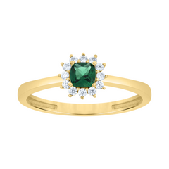 10kt Yellow Gold Womens Princess Emerald Cubic-Zirconia Fashion Ring