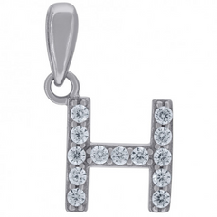 925 Sterling Silver Cubic-Zirconia Initial H Charm Pendant