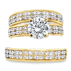 10kt Two-tone Gold His & Hers Cubic-Zirconia Trio Ring Set