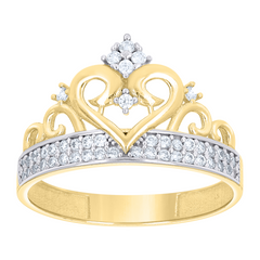 10kt Yellow Gold Womens Cubic-Zirconia Crown Fashion Ring