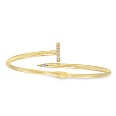 10KT Gold Bangle Bracelet with CZ 7Inches
