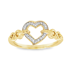 14KT YELLOW GOLD 0.05CT HEART DIAMOND RING