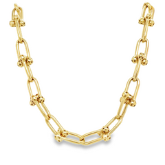 10KT Gold 8MM U-Shaped Paperclip Necklace 18 Inches