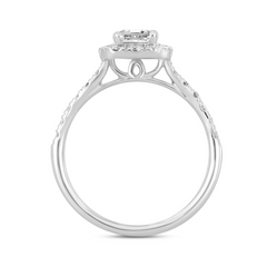 1.75 CTTW Certified Lab-Created Halo Emerald Cut Diamond Solitaire Engagement Ring in 14KT White Gold Setting (Center 1.00CT)