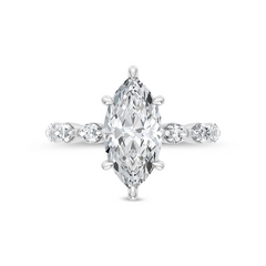 14K White Gold 4 CTTW Lab Grown Marquise Diamond Engagement Ring