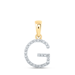 10K YELLOW GOLD ROUND DIAMOND G INITIAL LETTER NICOLES DREAM COLLECTION PENDANT 1/10 CTTW