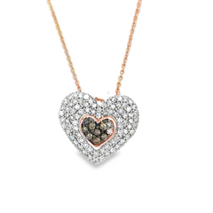 14KT ROSE GOLD 0.25CT CHOCOLATE DIAMONDS AND WHITE DIAMONDS LADIES PENDANT WITH CHAIN
