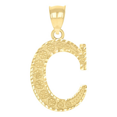 10kt Yellow Gold Unisex Diamond-Cut Initial Letter C Charm Pendant, 1