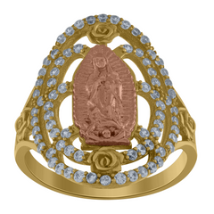 10KT Gold Virgin Mary Virgen de Guadalupe Ring with CZ