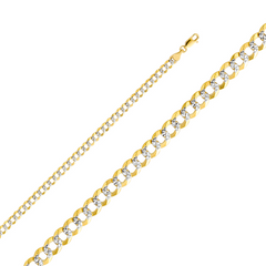 10kt Two-tone Gold Solid Curb Pave Bracelet 4.8mm 8 inches