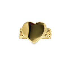 10KT Gold Large Chino Link Heart Ring Size 6.5