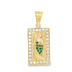 10KT Gold St. Jude San Judas Pendant 3/4IN Plus Bail