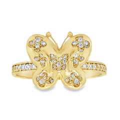 10KT Gold Butterfly Ring with Perforated Butterflies