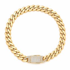 10KT Yellow Gold 8mm Miami Cuban Monaco Bracelet 8