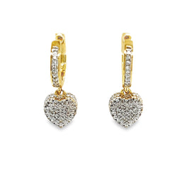 Lady's Yellow 10K Heart Huggie Earrings CTW: 0.33
