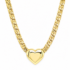 10KT Gold 5MM Chino Bar Link Monaco Heart Chain 18 Inches FREE ENGRAVI
