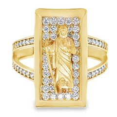 10KT Gold Ring with St. Jude San Judas CZ
