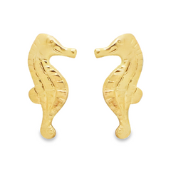 10KT Gold Seahorse Stud Earrings with Screwbacks