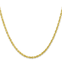 10KT Gold 3MM Solid Rope Chain 24 Inches
