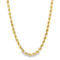 14KT Gold 3MM Solid Rope Chain Two-Tone 20 Inches