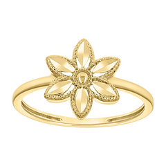 10kt Yellow Gold Womens Flower Head Fashion Ring