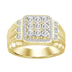 MEN'S RING 0.33CT ROUND DIAMOND 10K YELLOW GOLD