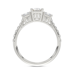 LADIES RING 1 7/8CT EMERALD/PRINCESS/ROUND DIAMOND 14K WHITE GOLD (CENTER STONE EMERALD DIAMOND 1CT )