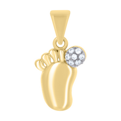 10kt Two-tone Gold Cubic-Zirconia Baby Feet Fashion Charm Pendant. FRE