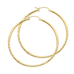 14KT Gold Satin Large Hoop Earrings Size 45MM