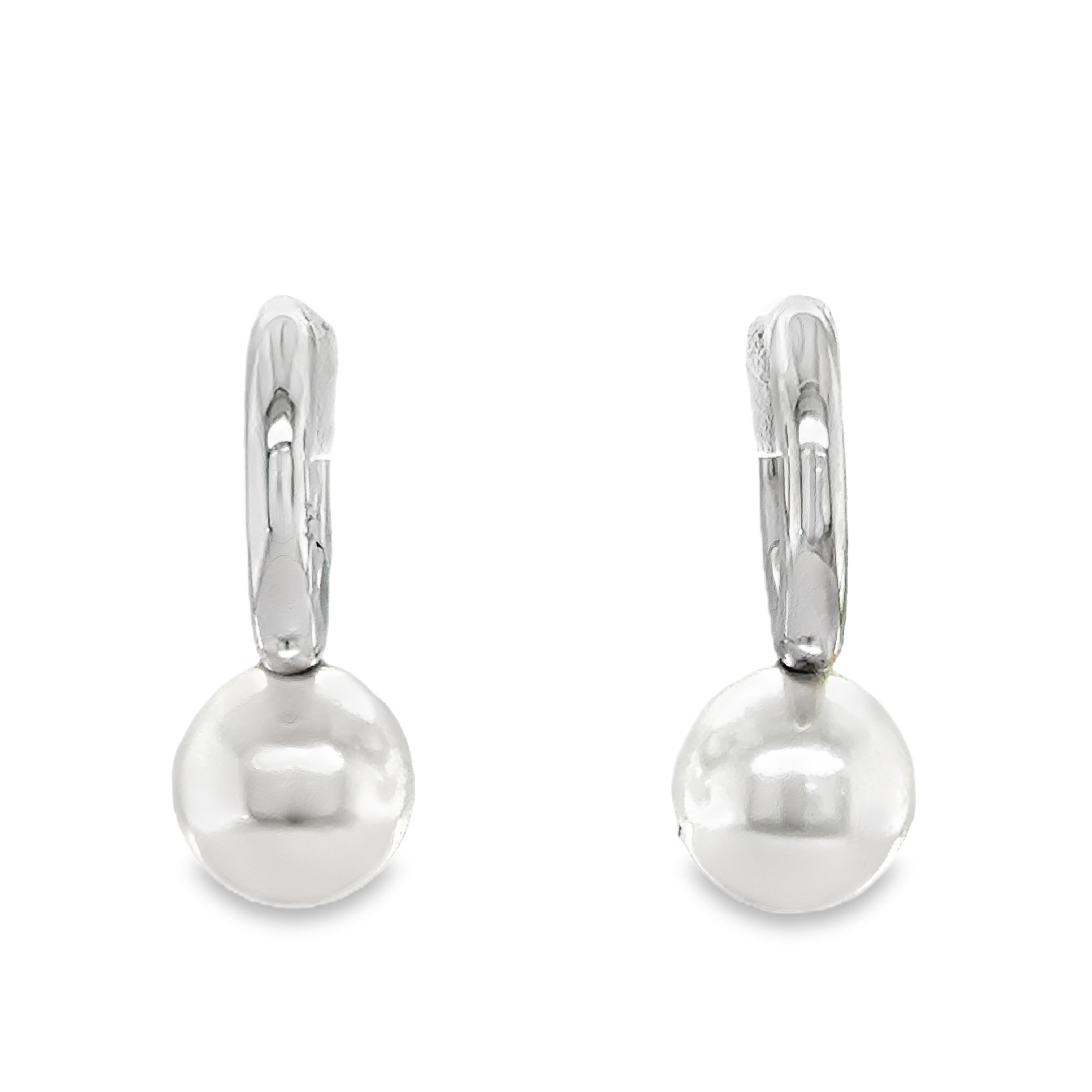 Sterling Silver Huggies with Pearl