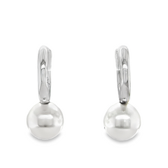 Sterling Silver Huggies with Pearl
