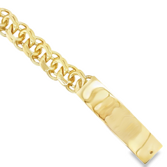 10KT Gold Solid 14MM Chino Link Bracelet. 8.5 inches (Free Engraving)
