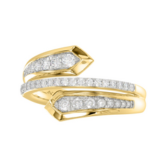 14K YELLOW GOLD 0.50CT DIAMOND BYPASS RING