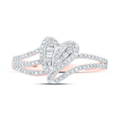 10K ROSE GOLD BAGUETTE DIAMOND HEART RING 1/3 CTTW
