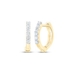 10k Yellow Gold Round Diamond Hoop Earrings 1/10 Cttw