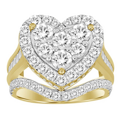 LADIES RING 3.00CT HEART DIAMOND 10K YELLOW GOLD