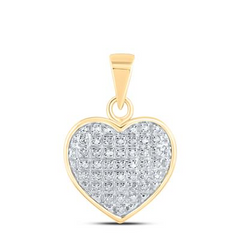 10k Yellow Gold Round Diamond Heart Pendant 1/10 Cttw
