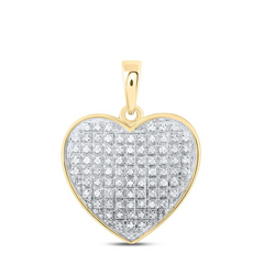 10k Yellow Gold Round Diamond Heart Pendant 1/4 Cttw