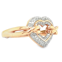 10KT YELLOW GOLD HEART DIAMOND RING