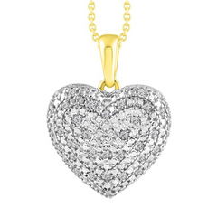 HEART PENDANT 0.10CT ROUND DIAMOND 10K YELLOW GOLD