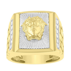 MEN'S RING 1/4 CT ROUND DIAMOND 10K YELLOW GOLD