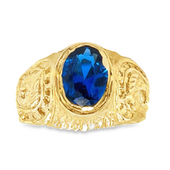 10KT Gold Blue Horseshoe Ring for Baby