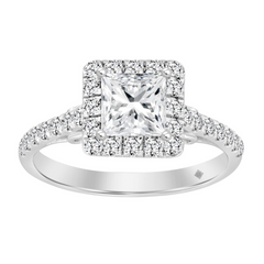 1.5 CTTW Certified Lab-Created Halo Princess Cut Diamond Solitaire Engagement Ring in 14KT White Gold Setting (Center 1.00CT)