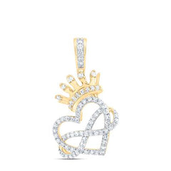 10KT 3/8CTW-DIA NK FASHION CROWN INFINITY HEART LADIES PENDANT