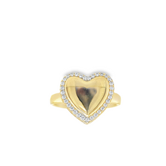10KT Gold Heart Dome Ring with CZ