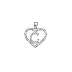 925 Sterling Silver Womens Cubic Zirconia Initial Letter G Heart Charm