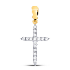 10KT YELLOW GOLD 1/6CTW DIAMOND CROSS PENDANT