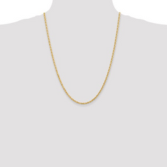 10KT Gold 3MM Solid Rope Chain 24 Inches