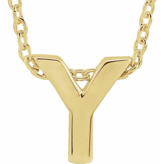 10KT Yellow Gold Initial Y Necklace 17+1 Inches