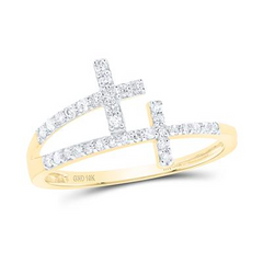 10KT 0.20CT DIAMOND DOUBLE CROSS RING